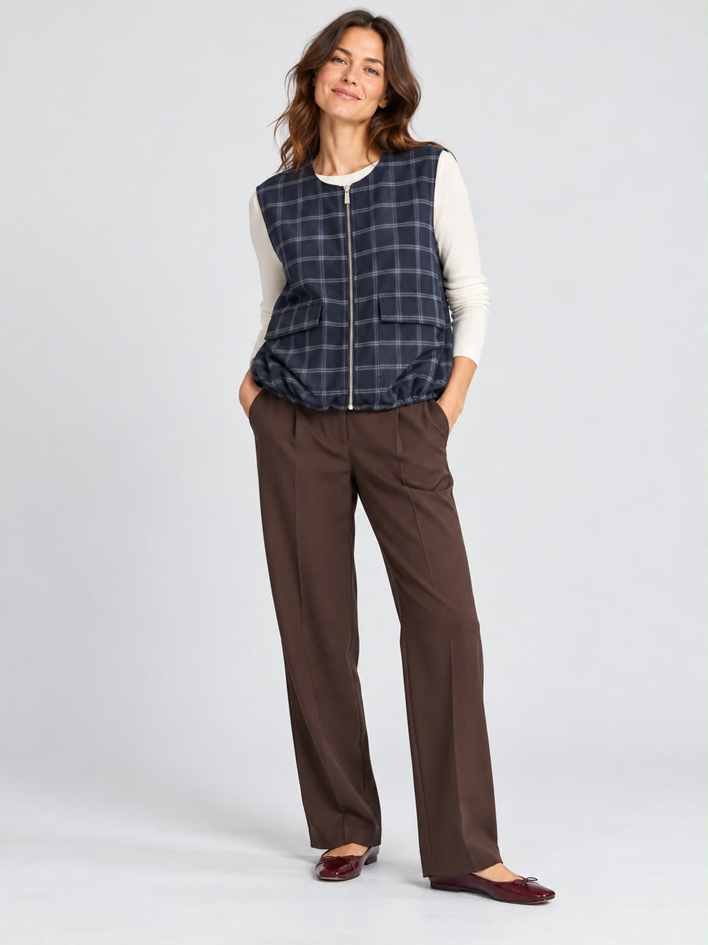 VESTE SANS MANCHES TESS À CARREAUX