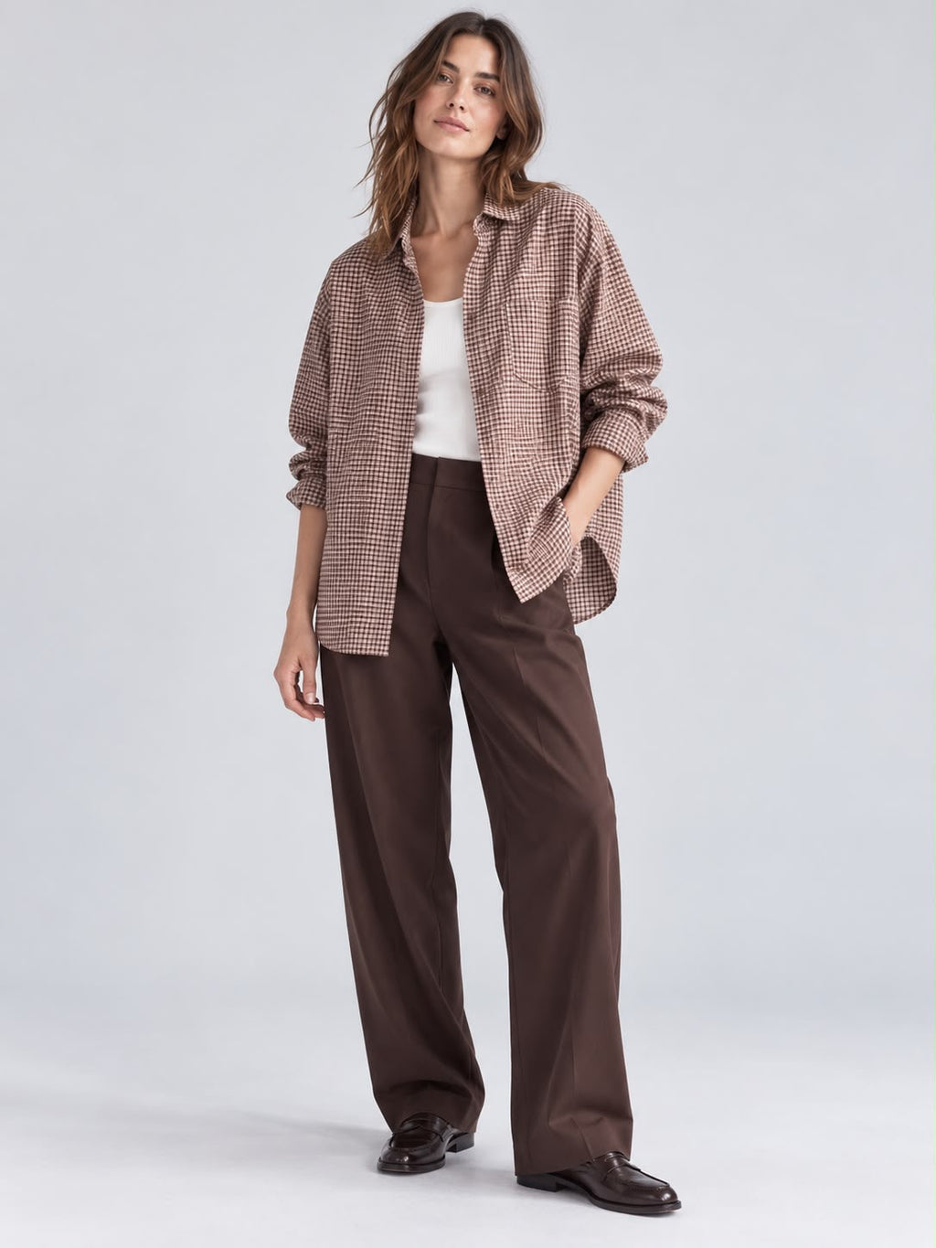 CHEMISE NOLA À CARREAUX MARRON