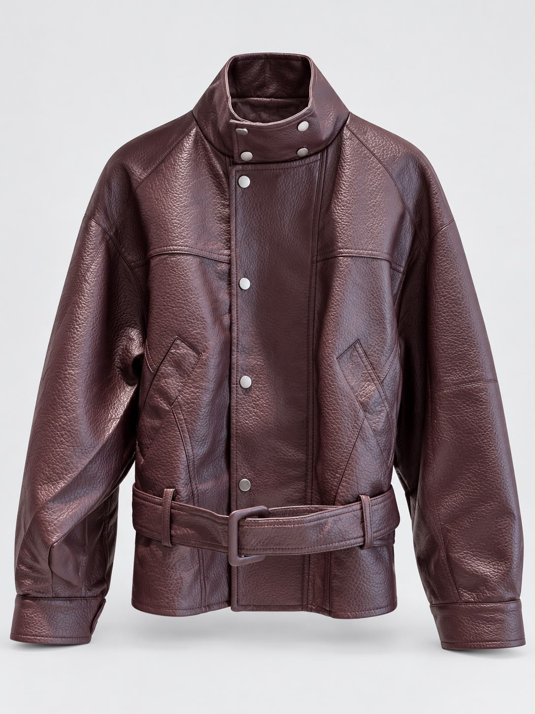 VESTE ROMY OVERSIZE EFFET CUIR BORDEAUX