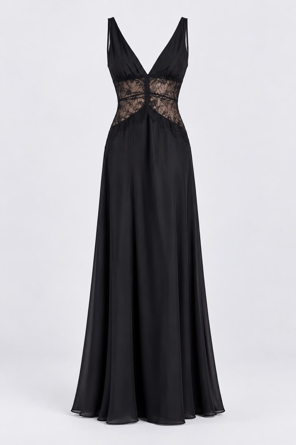 ROBE LONGUE ANAÏS NOIRE À DENTELLE