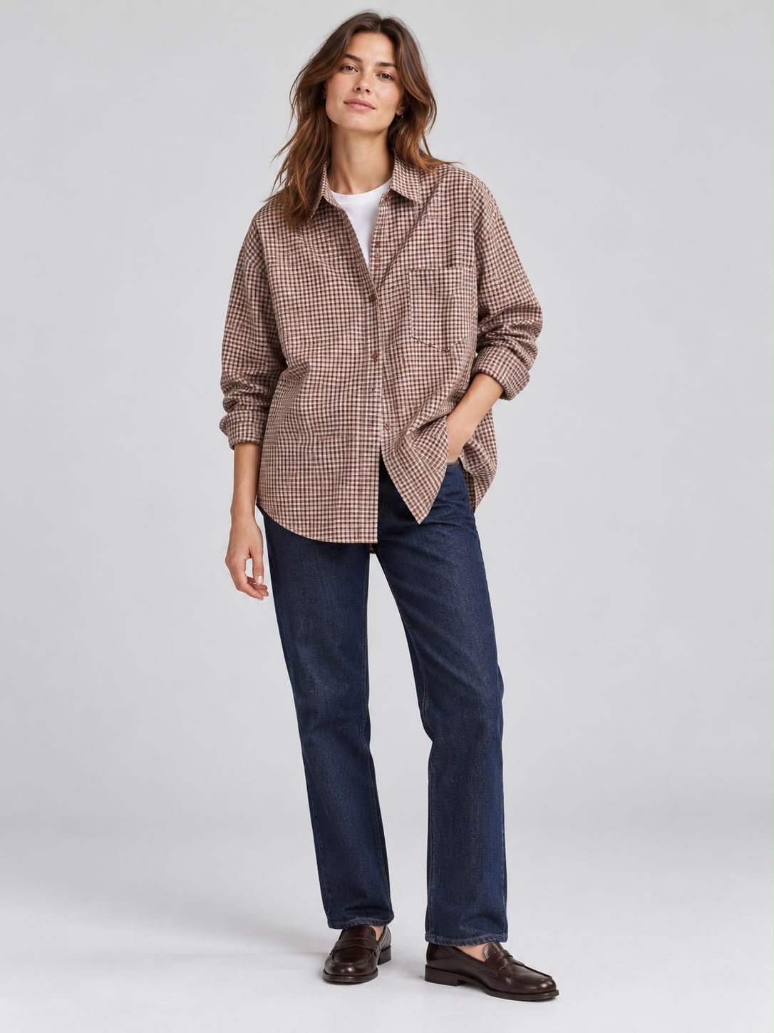 CHEMISE NOLA À CARREAUX MARRON