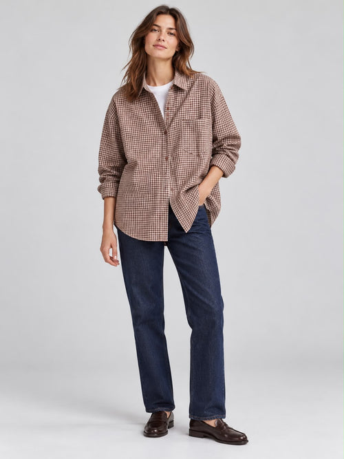 CHEMISE NOLA À CARREAUX MARRON