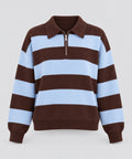 PULL POLO MILA RAYÉ MARRON ET BLEU CIEL