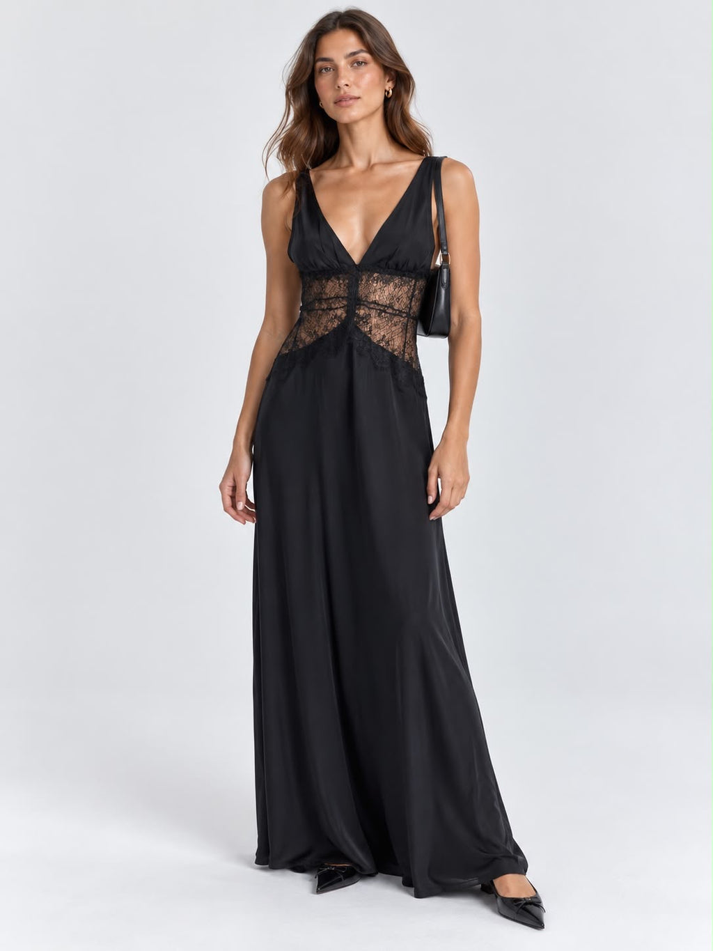 ROBE LONGUE ANAÏS NOIRE À DENTELLE